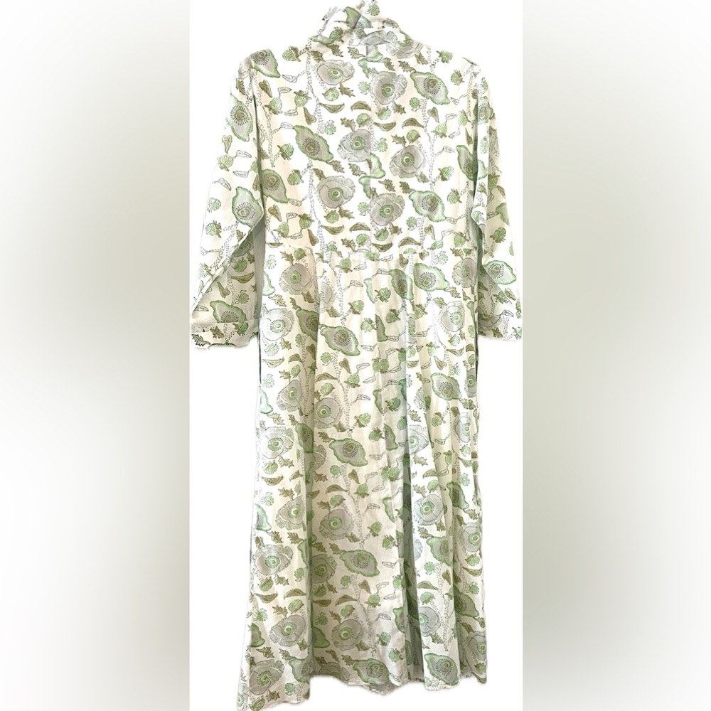 Julia Amory Cotton Button Down Shirt Dress in Celadon Buttercup - Picture 3 of 9